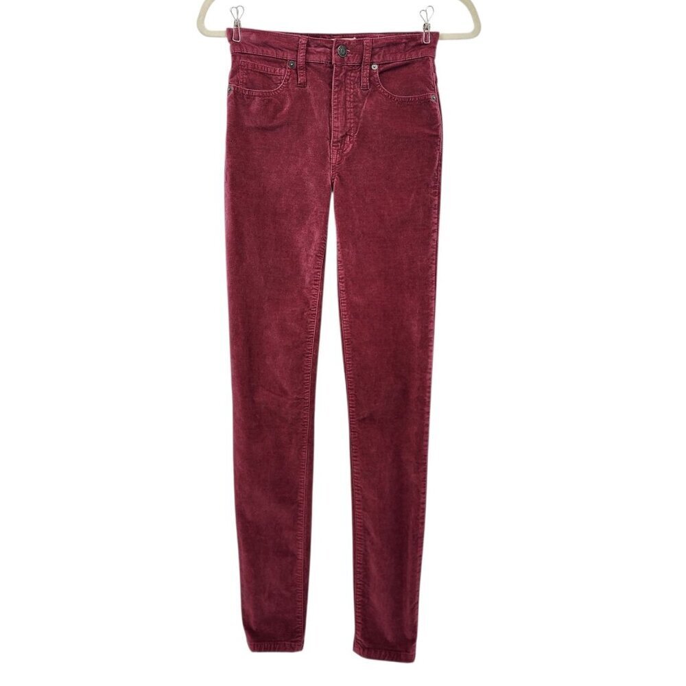 Madewell Womens 24T Tall Pants 10" High Rise Skinny Velvet Dusty Burgundy Preppy